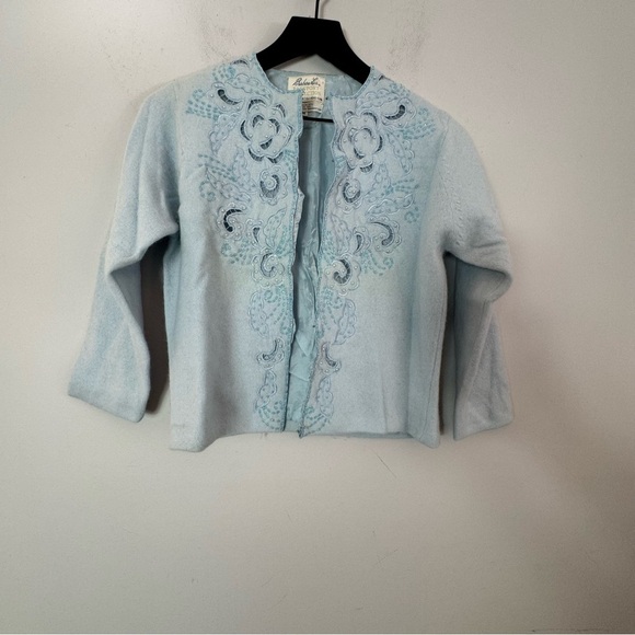 Vintage Barbara Lee Passport Collection Lambswool Hand Decorated Cardigan - Picture 7 of 16